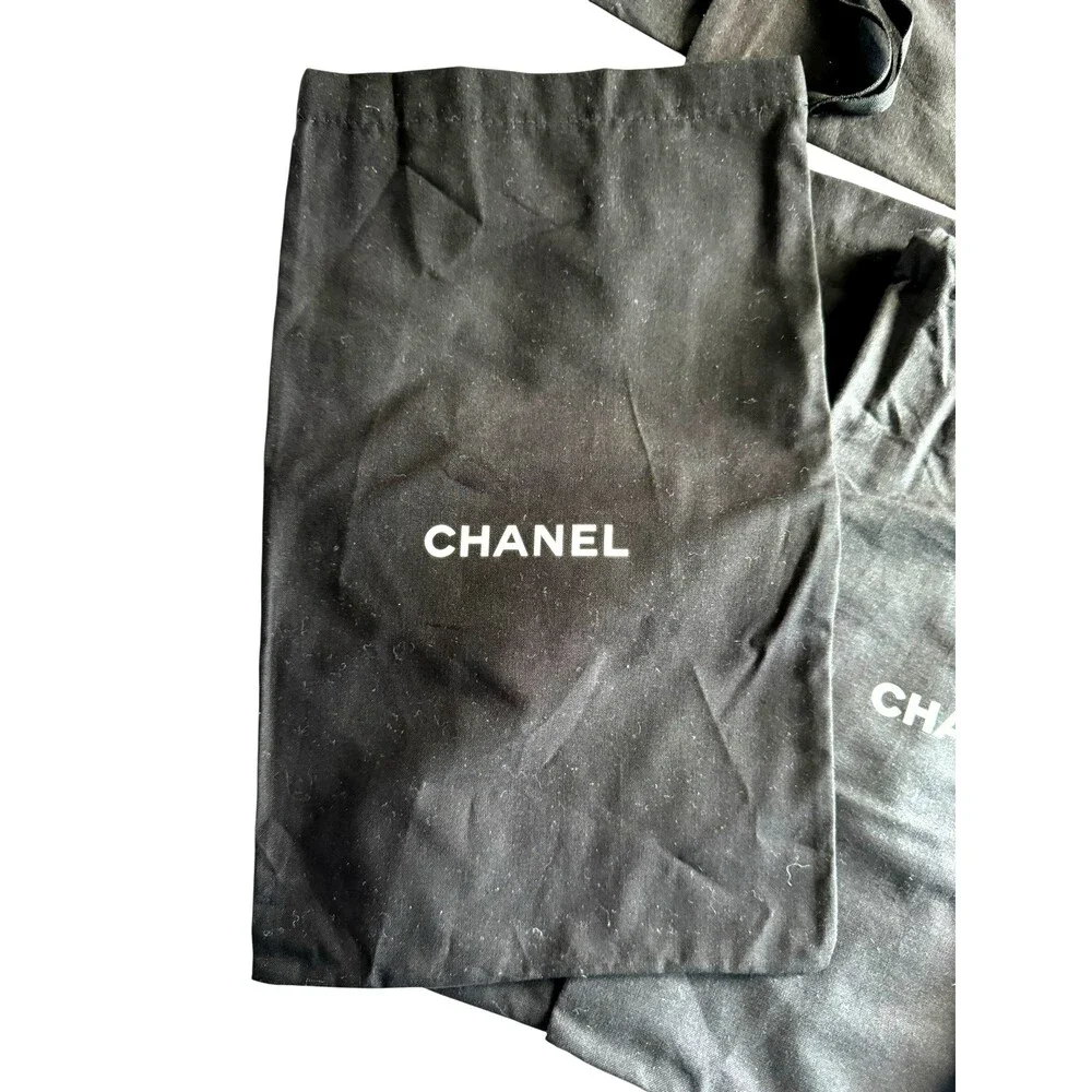 10 CHANEL dust bags shoe sizes black with white logo 100% authentic excellent
